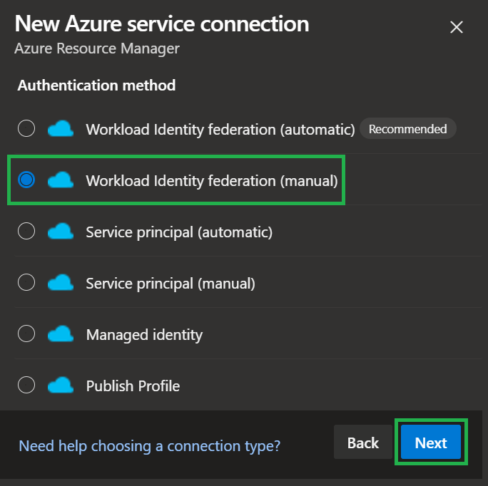 Select service connection authentication