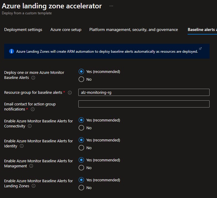 baseline alerts and monitoring