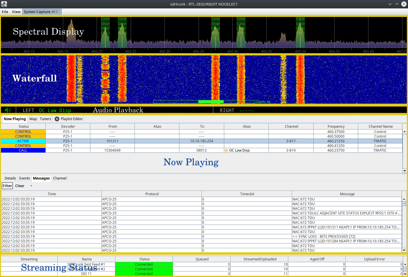 Image of the primary application window with highlighting of the main functional sections