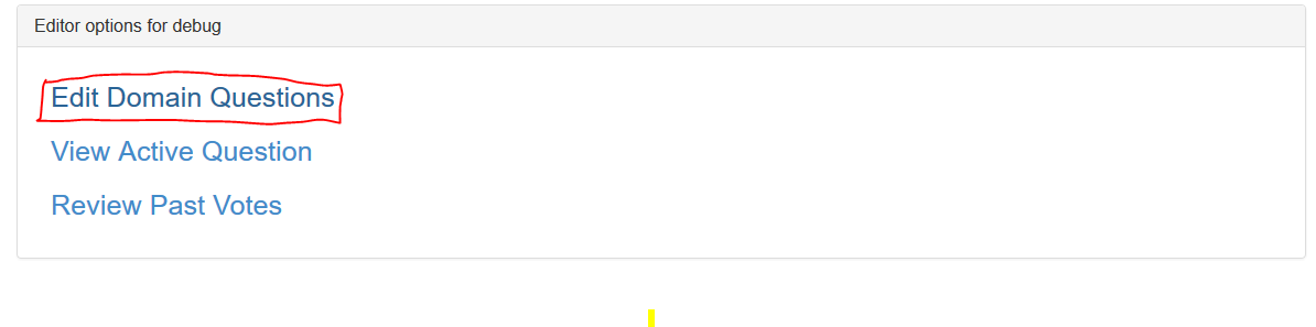 Edit Domain Questions Link