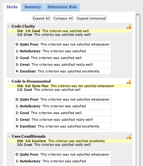 Marks Tab While Remarking